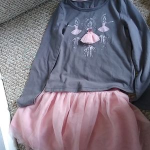 Girls pink and gray skirt set